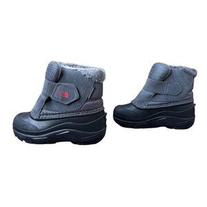 THE NORTH FACE Alpenglow II Kids Winter Boots 9 26 Gray Faux Fur Insulated Boot